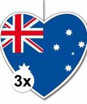 Feest 3x australie hangdecoratie harten 28 cm