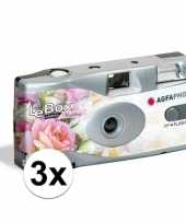 Feest 3x bruiloft wegwerp cameras met flitser voor 27 kleuren fotos
