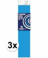 Feest 3x crepe papier plat hemelsblauw 250 x 50 cm knutsel materiaal