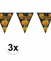 Feest 3x halloween thema vlaggenlijn met pompoen