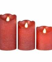 Feest 3x kerst rode led kaarsen stompkaarsen met afstandsbediening