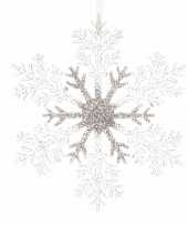 Feest 3x kerstboom decoratie sneeuwvlok 21 cm transparant zilver