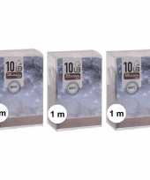 Feest 3x kerstverlichting op batterij helder wit 10 lampjes