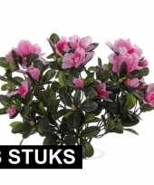 Feest 3x kunstplanten azalea roze 20 cm