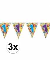 Feest 3x mini vlaggenlijn slinger verjaardag versiering 1 jaar