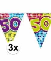 Feest 3x mini vlaggenlijn slinger verjaardag versiering 50 jaar