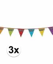 Feest 3x party vlaggenlijn holografisch 8 meter
