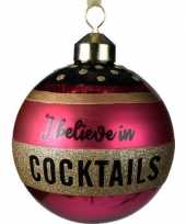Feest 3x roze glazen kerstballen i believe in cocktails 8 cm