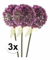 Feest 3x roze paarse sierui kunstbloemen 70 cm