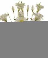 Feest 3x wit groene lisianthus kunstbloemen tak 85 cm