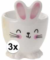 Feest 3x witte haas konijn eierdop 7 cm