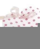 Feest 4 geschenkdoosjes wit hart met roze stippen