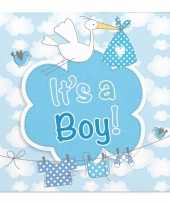 Feest 40x geboorte jongen babyshower servetten blauw 25 x 25 cm papier