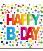 Feest 40x happy b day servetten met stippen 33 x 33 cm