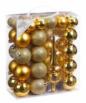 Feest 47x gouden kunststof kerstballen 4 6 cm mat glans met piek
