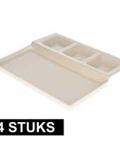 Feest 4x barbecue vakjesborden wit van porselein 26 cm