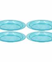 Feest 4x blauwe plastic borden bordjes 20 cm