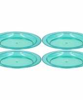 Feest 4x blauwe plastic borden bordjes 27 cm