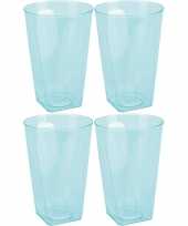 Feest 4x blauwe plastic waterglazen 170 ml