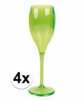Feest 4x champagne glazen neon groen plastic