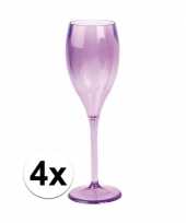 Feest 4x champagne glazen neon paars plastic