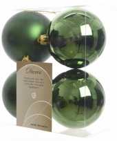 Feest 4x donkergroene kerstballen 10 cm kunststof mat glans