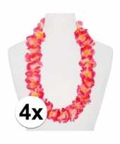 Feest 4x hawaii kransen roze oranje