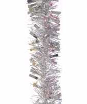 Feest 4x kerstboom folie slingers zilver 200 cm