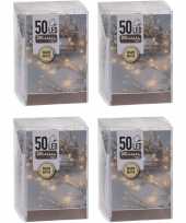 Feest 4x kerstverlichting op batterij warm wit 50 lampjes