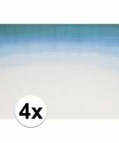 Feest 4x placemat blauw wit ombre 45 x 30 cm