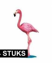 Feest 4x plastic speelgoed dieren flamingos 8 cm