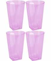Feest 4x roze plastic waterglazen 170 ml