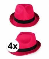 Feest 4x voordelige party gleufhoedjes roze
