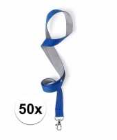 Feest 50 blauwe grijze keycords 55 cm