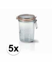 Feest 5x glazen snoeppot 1 liter inhoud 10120380