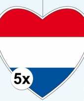 Feest 5x nederland hangdecoratie harten 28 cm