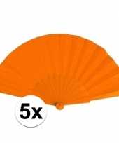 Feest 5x spaanse handwaaiers oranje 23 cm