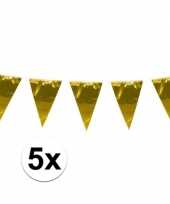 Feest 5x stuks xxl vlaggenlijnen goud 10 meter