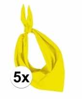 Feest 5x zakdoek bandana geel