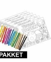 Feest 6 pasen kleurplaten placemats inclusief kleurpotloden