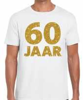 Feest 60 jaar goud glitter verjaardag jubileum kado shirt wit heren