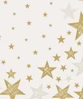Feest 60x kerst servetten creme wit gouden sterren 33 x 33 cm