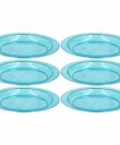 Feest 6x blauwe plastic borden bordjes 20 cm