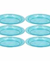 Feest 6x blauwe plastic borden bordjes 20 cm