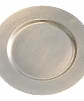 Feest 6x diner onderborden zilver glimmend 33 cm rond