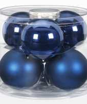 Feest 6x donkerblauwe glazen kerstballen 10 cm glans en mat