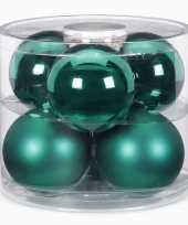 Feest 6x donkergroene glazen kerstballen 10 cm glans en mat