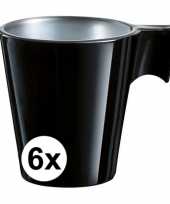 Feest 6x espresso koffie kopje zwart