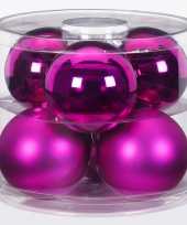 Feest 6x fuchsia glazen kerstballen 10 cm glans en mat