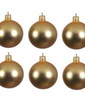 Feest 6x gouden glazen kerstballen 6 cm mat